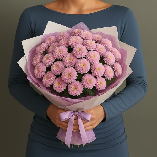 Букет «Нежность розовой хризантемы»